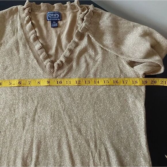 Chaps Classics Sweater-Gold Lurex Glitter Sz L - Picture 8 of 8